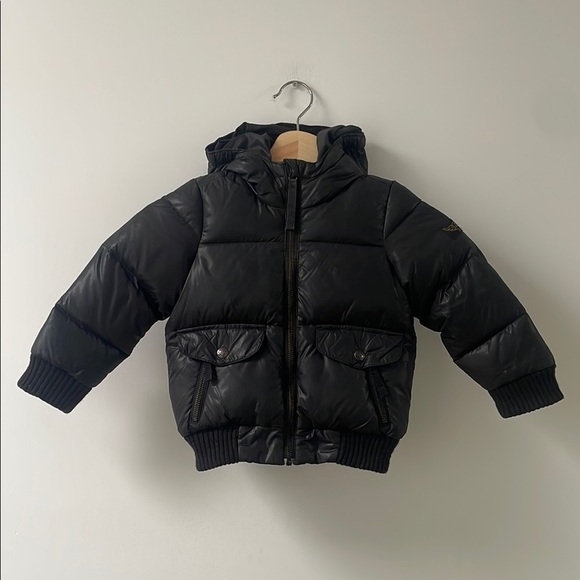 Finger In The Nose kids winter down puffer jacket coat 2/3 years black hood - Picture 2 of 12